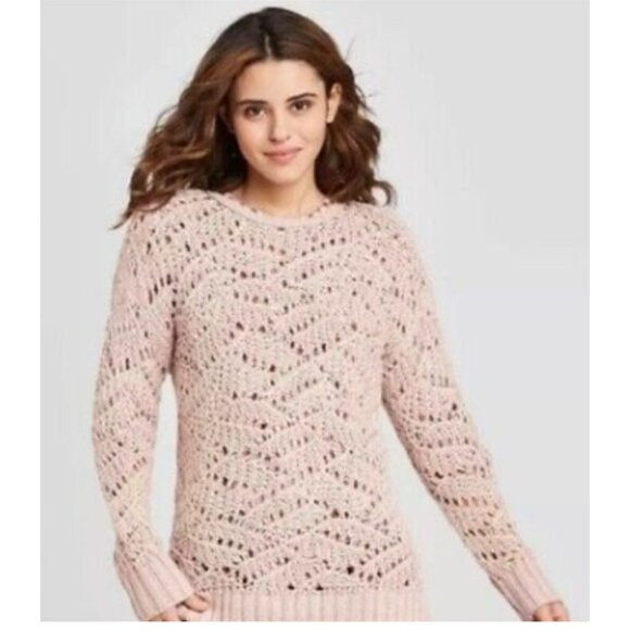 Lane Bryant Women’s Tunic Knit Pullover Open Stitch Sweater Pink Size 18/20 - Picture 1 of 12